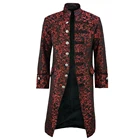 Мужская винтажная пиджак-фрак куртка в стиле стимпанк, жакет с длинными рукавами в викторианском стиле, повседневная одежда на пуговицах для Хэллоуина