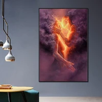 abstract couple kissing in the fire wall art canvas painting nordic posters and prints wall pictures for living home decoration