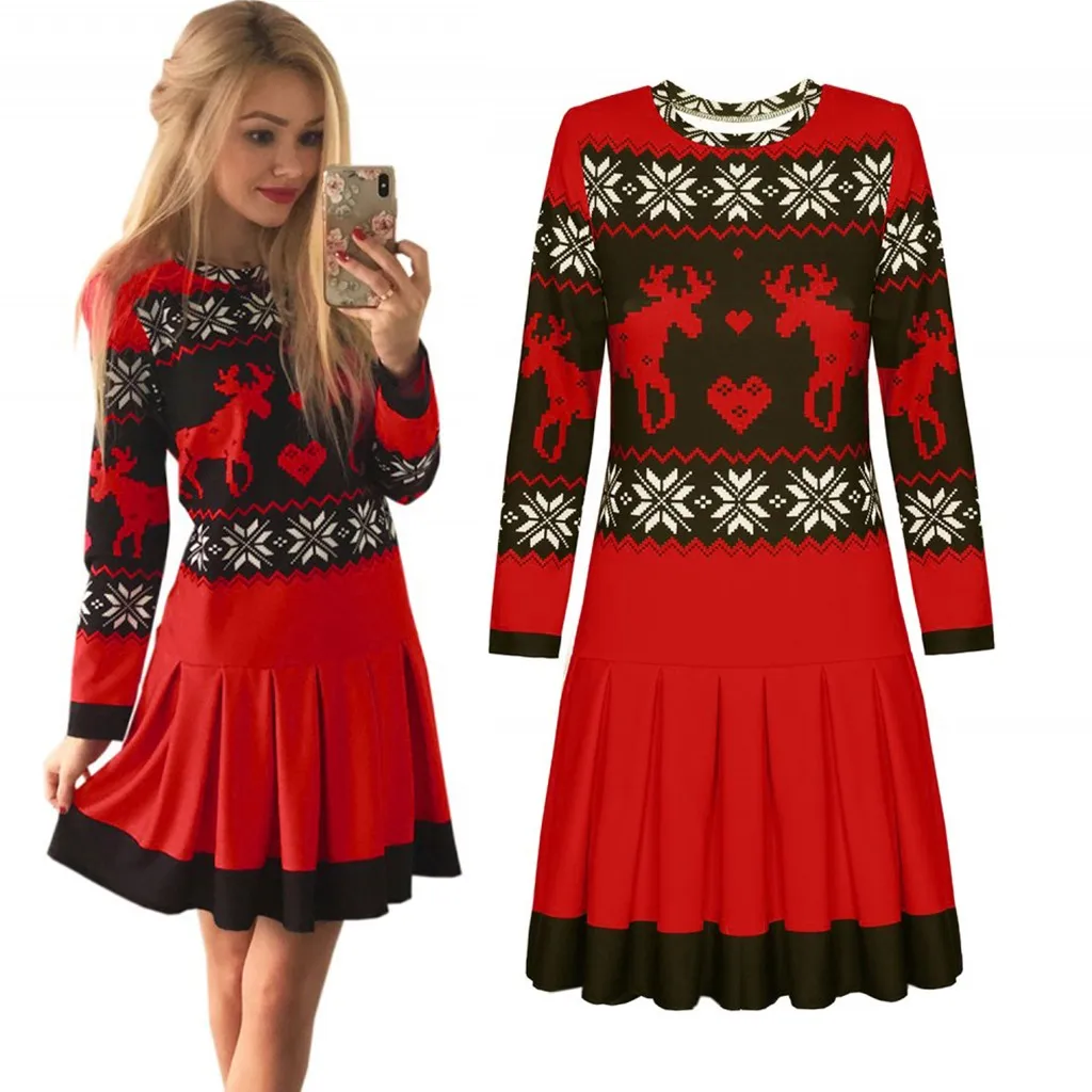 Женское платье Vestidos Рождественский принт свитер со снежинками вязаный женские