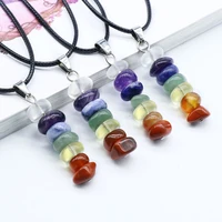 natural stone 7 chakra pendant necklace reiki healing amethysts energy meditation amulet for women party necklace gifts
