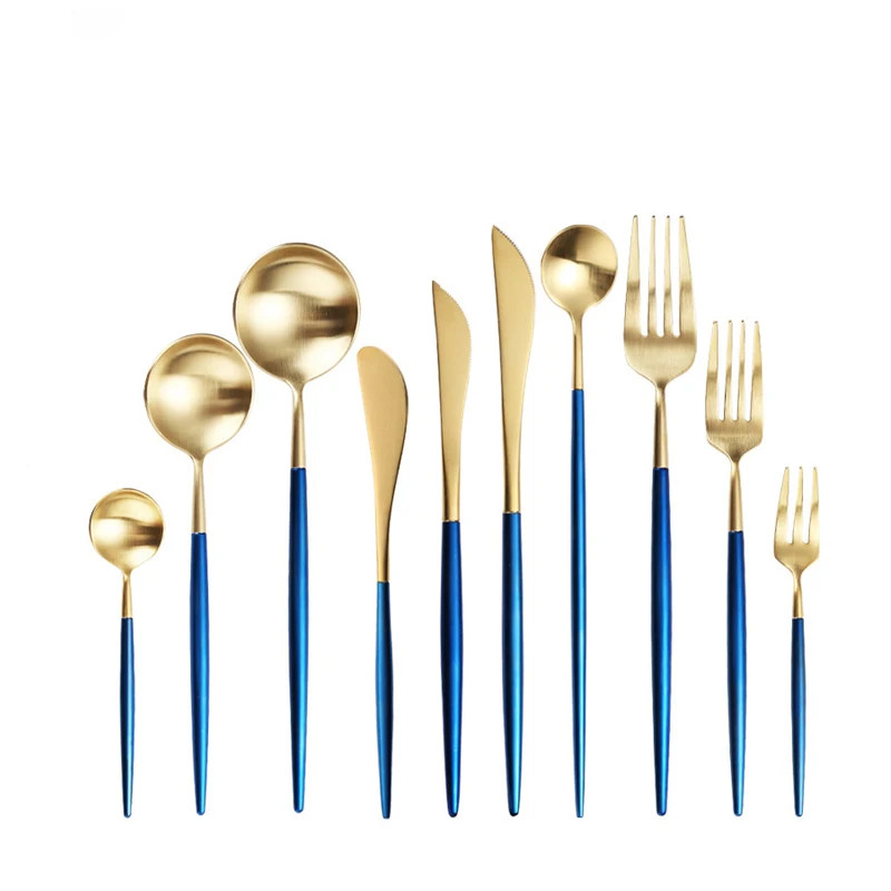 Набор столовых приборов из матового золота набор нержавеющей стали золотые