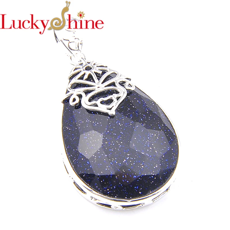 Luckyshine женские очаровательные ювелирные изделия огромные подвески из синего