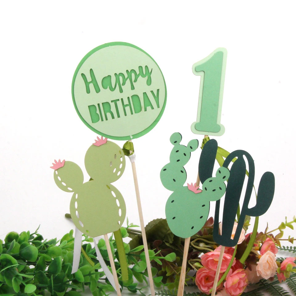 1 комплект топпер для торта с изображением животных и кактусов | Дом сад