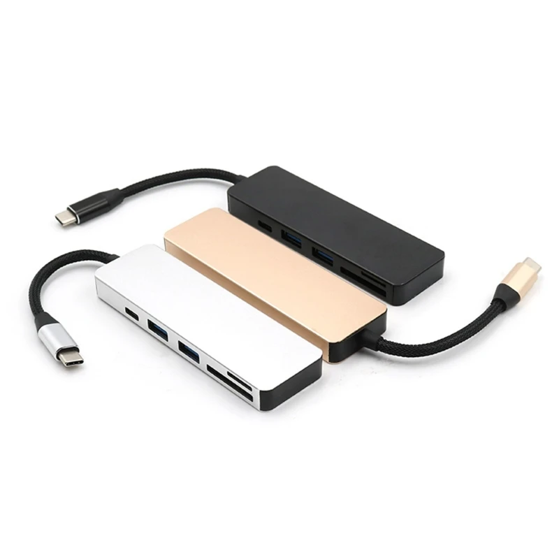 

High Speed 5 in 1 Type C to Hub USB 3.0 TF SD Card Reader Adapter for macBook