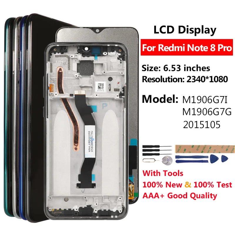 

AAA+ Display For Redmi Note 8 Pro LCD Display Touch Screen For Xiaomi Redmi Note 8 Pro Display Replacement Good LCD 6.53 inches