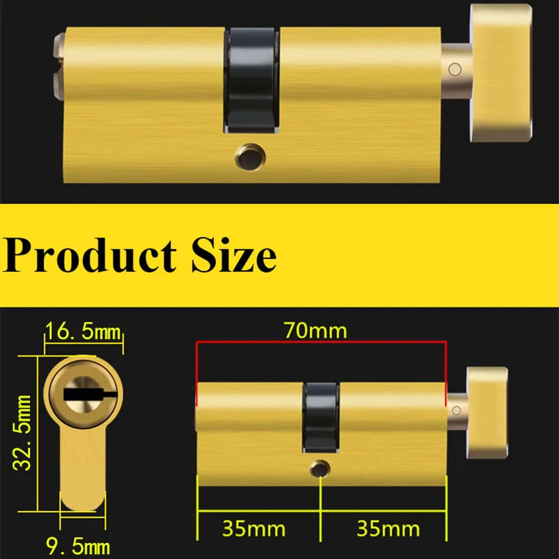 Цилиндр для двери спальни европейского стандарта 70 мм медный замок цилиндр