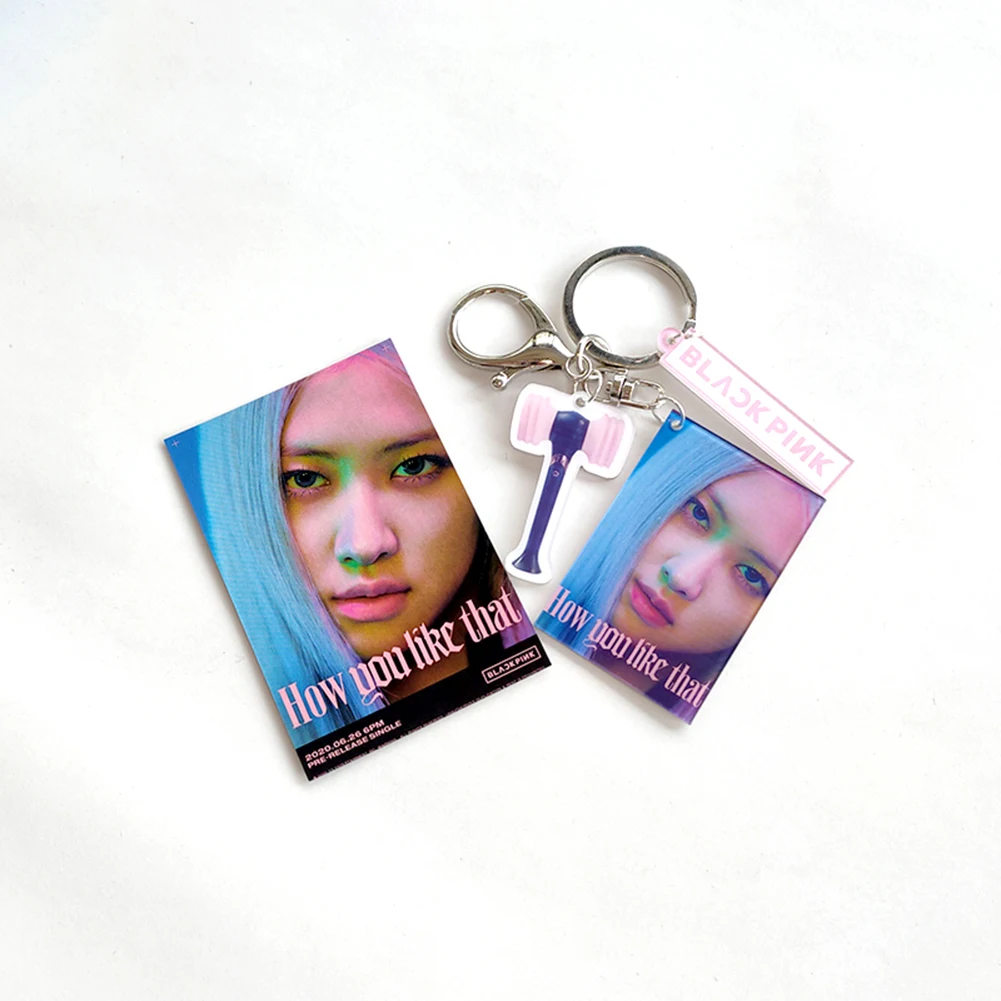 

KPOP BP HOW YOU LIKE THAT LISA JENNIE JISOO ROSE Keychain +1 Photo Card Keyring