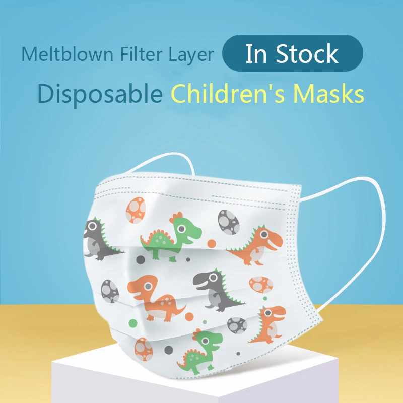 3-13 Years Old Children's 3 Layers Face Mask Kid Cute Non-woven Cotton cover soft breathable Disposable Cartoon | Красота и