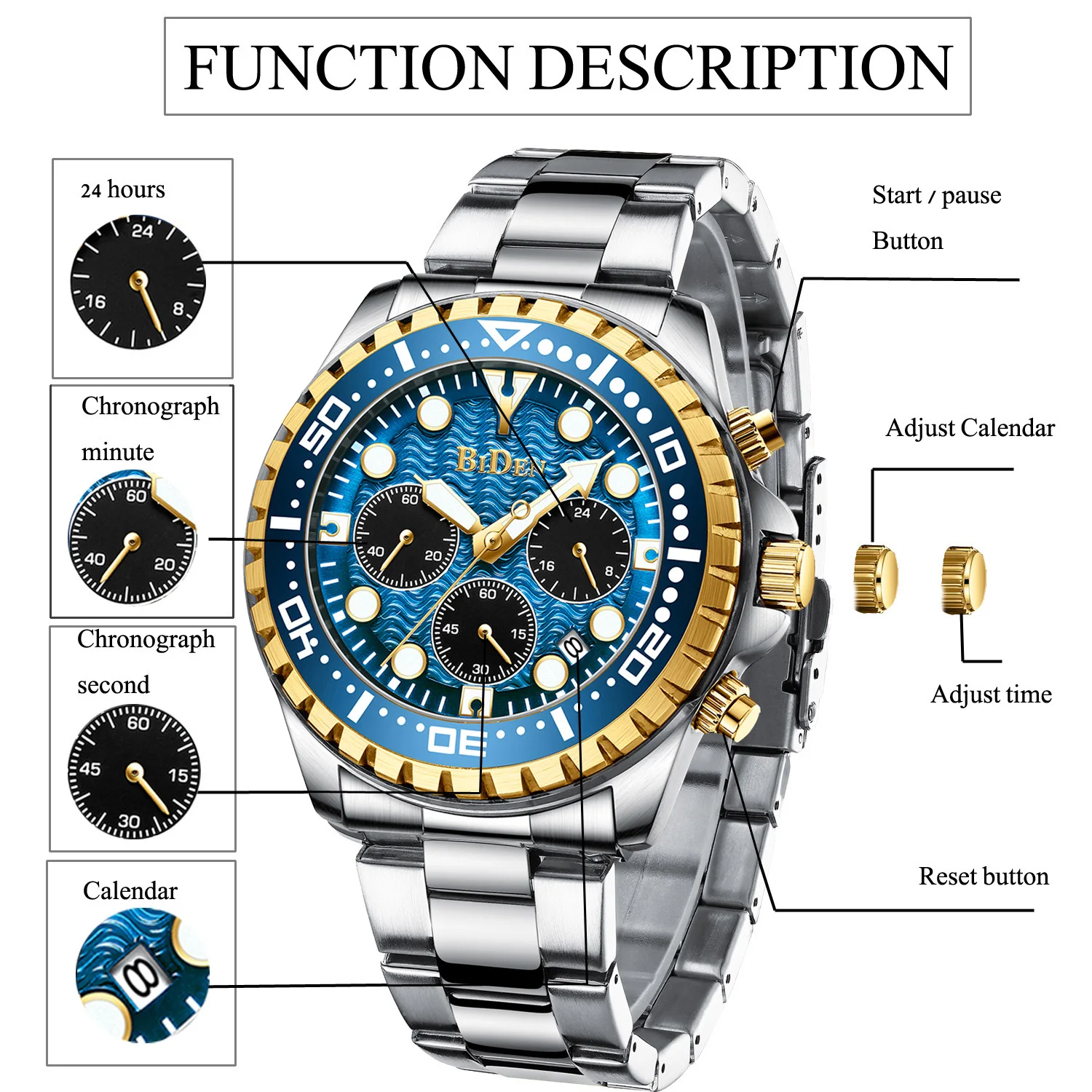 

Biden Top Brand Luxury Fashion Diver Watch Men 30ATM Waterproof Date Clock Sport Watches Men Quartz Wristwatch Relogio Masculino