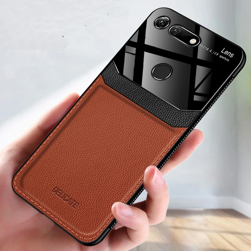 Чехол I coque чехол для HuaWei Honor View V20 V10 на кожаном стекле силиконовый ударопрочный