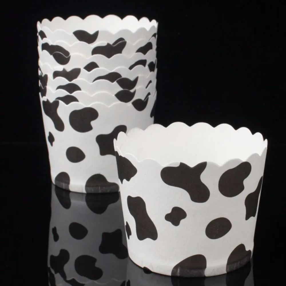 50 PC Bulk white cow aninmal print cupcake liner baking cup paper bakery decoration Wedding Birthday Party |