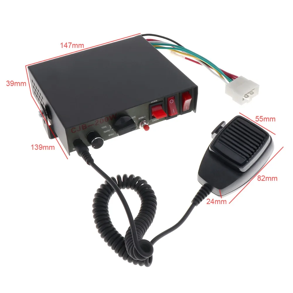 12V 200W 8 звук Динамик Авто Автомобильная сирена Предупреждение сигнал тревоги полиции пожарной сирены Рог PA с микрофоном Системы