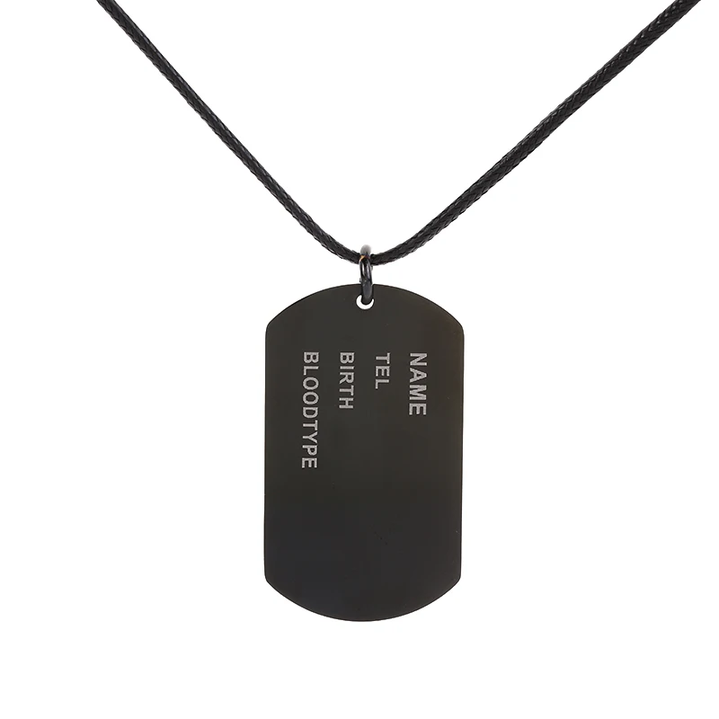 Stainless Steel Jewelry Black Charm Military Army Name ID Tag Pendant with Chain Sex Birth Bloodtype | Украшения и аксессуары