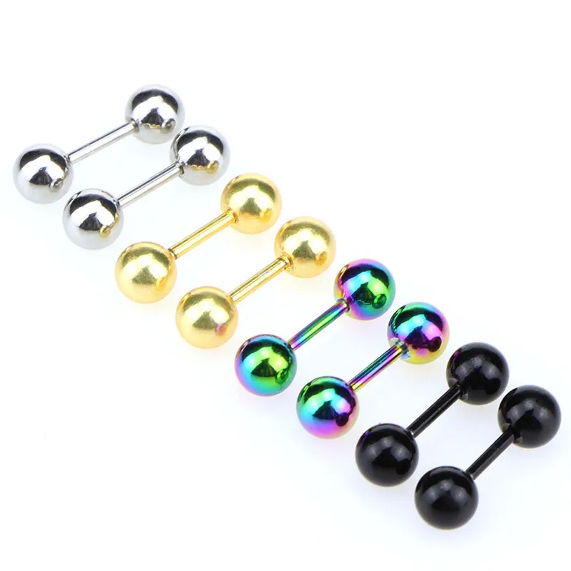 

2Pcs/set 3mm Dumbbells Round Ball Stud Lip Piercing Surgical Steel Ear Cartilage Women Men Earrings Piercing Charm Body Jewelry
