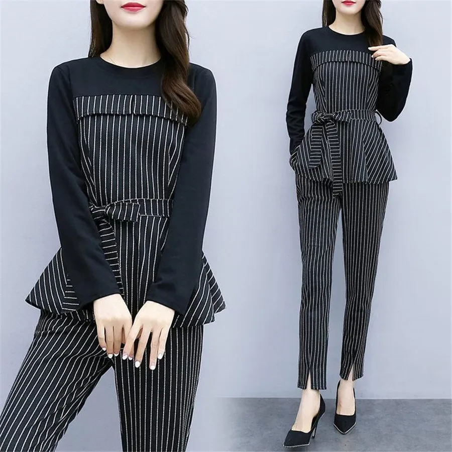 Женский костюм с длинными рукавами в европейском стиле комплект 2 шт. штаны и топ