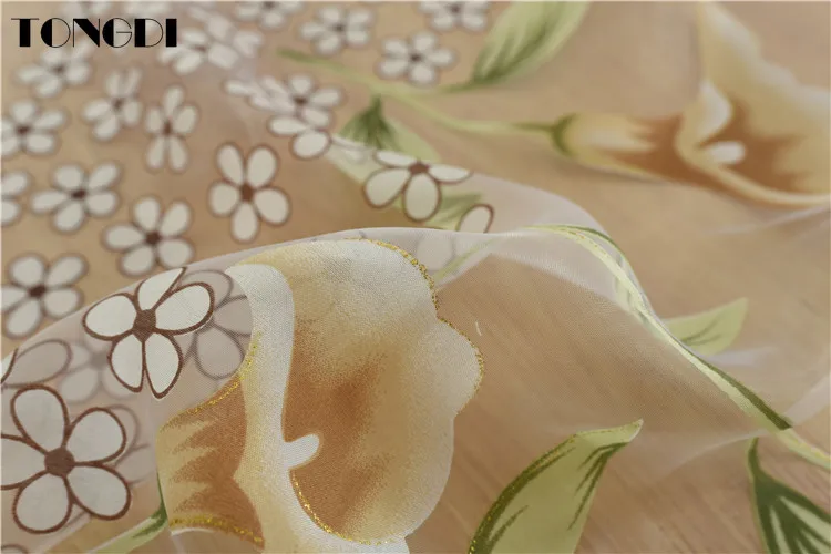 Шторы с принтом TONGDI элегантные прозрачные белые тюлевые занавески цветами и