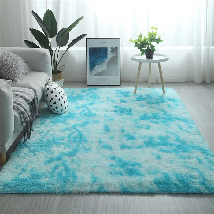 sky blue Градиентный твердый ковер толстые коврики нескользящий коврик для ванной комнаты коврик для гостиной мягкий пушистый детский Коврики для спальни ковры коврик - Цвет: sky blue