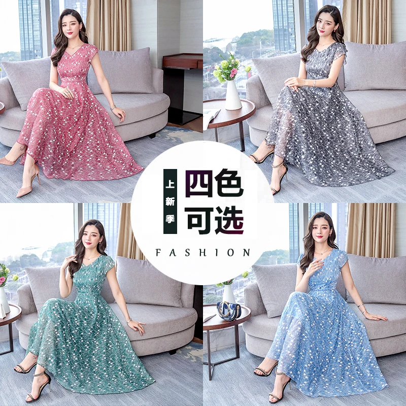 

2021 Summer New Vintage Plus Size Floral Chiffon Sundress Casual Pink Boho Beach Long Dresses Classy Women Bodycon Maxi Vestidos