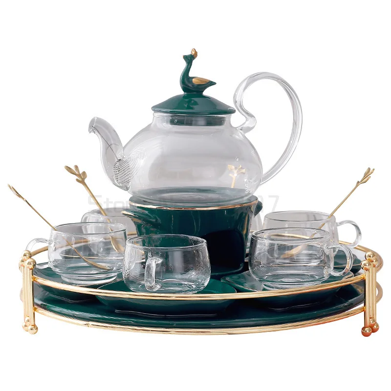 

Flower Teapot Set Heat-resistant Glass Ceramics European Style Afternoon Tea Flower Fruit Tea Set Home Can Be Heated Kettle