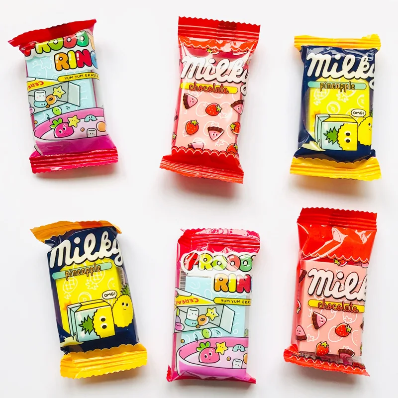 

1X Creative Milky Candy Rubber Erasers for Pencils Correction School Office Drawing Cleaning