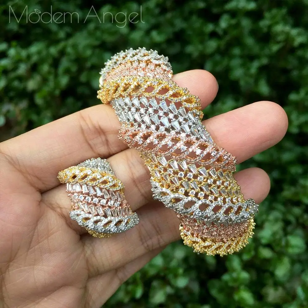 ModemAngel AAA кубический цирконий любовь модная свадебная бижутерия браслет кольцо