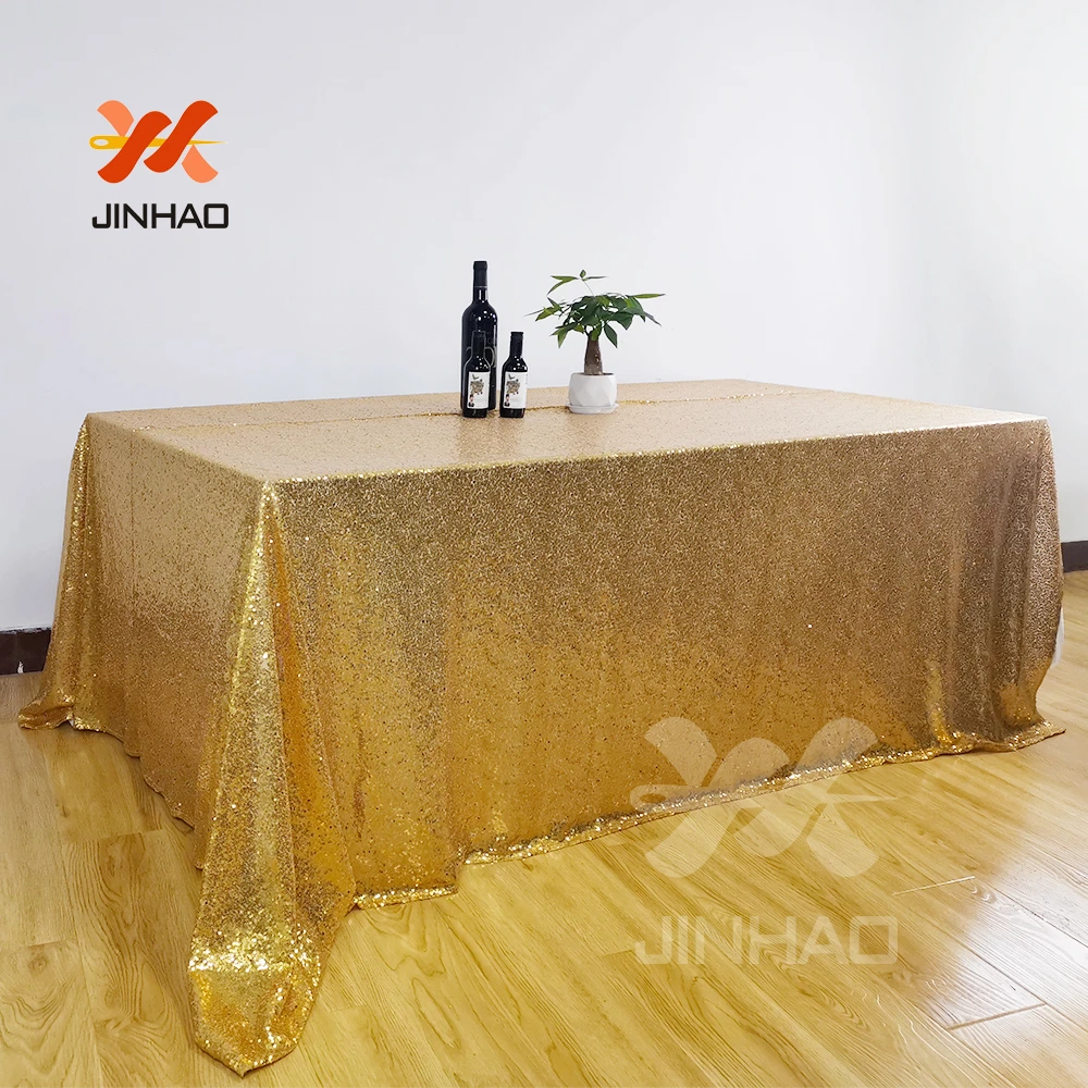 Блестящая скатерть с золотыми блестками прямоугольная для свадебного стола | Дом