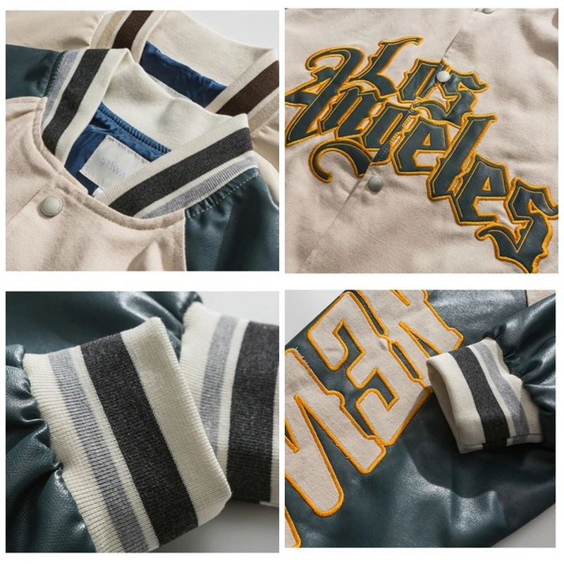 

Embroidery Baseball Jacket Men Spring&Autumn Couple Patchwork Casual Bomber Jacket Unisex College Style Streetwear 2021 NEW