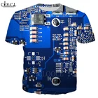 Мужская и женская футболка с электронным чипом, 3D принтом, с коротким рукавом, Прямая поставка, размера плюс