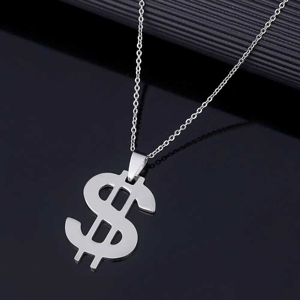 Ожерелье с подвеской в виде доллара из нержавеющей стали серебряным