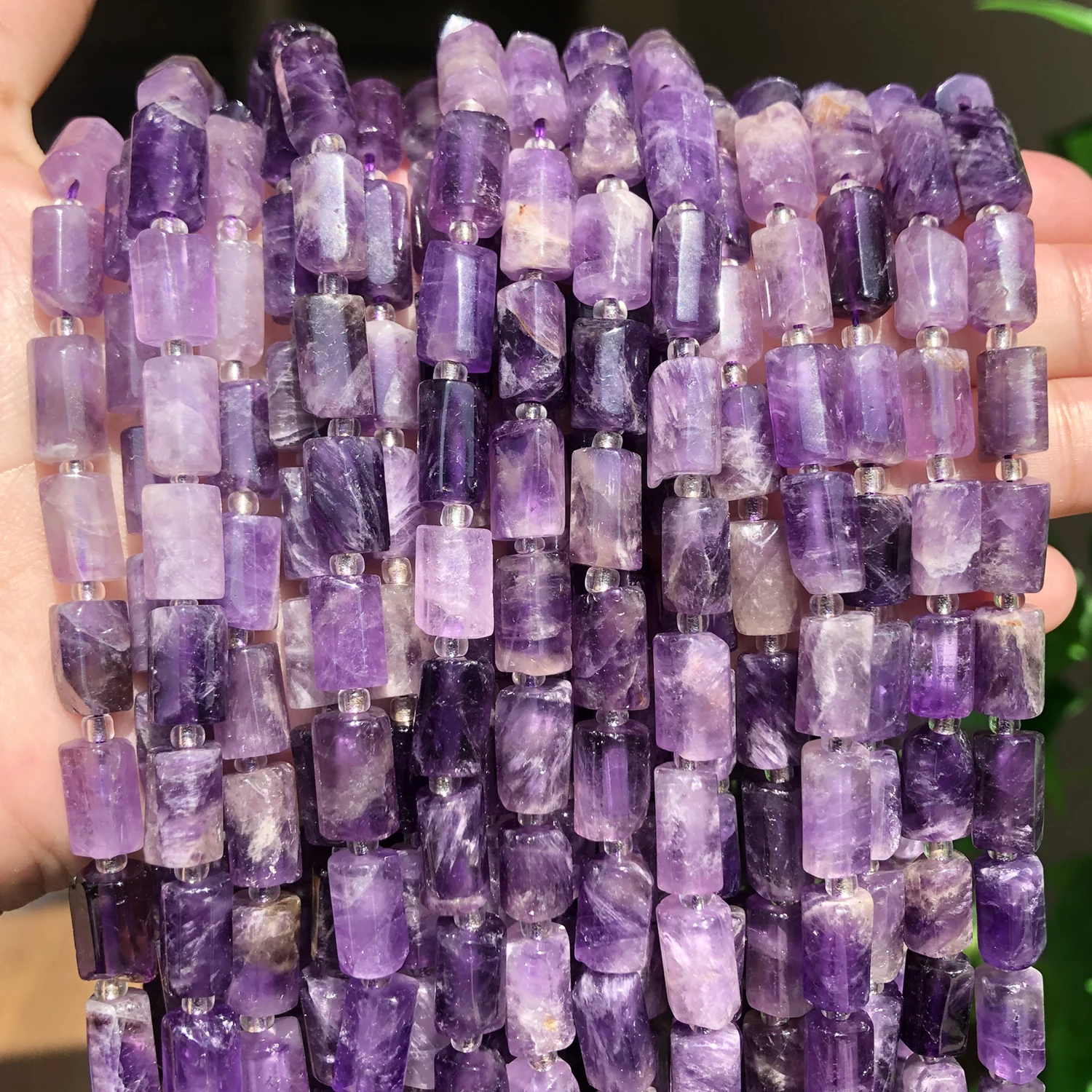 

8x11mm Natural Faceted Purple Amethysts Stone Beads Cylinde Shape Gem Loose Spacer Bead For Jewelry Making DIY Bracelets 15"inch