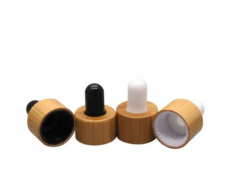 

18/410 bamboo white/black gel head dropper cover cosmetic liquid bottle lid without glass pipette and bottle SN090