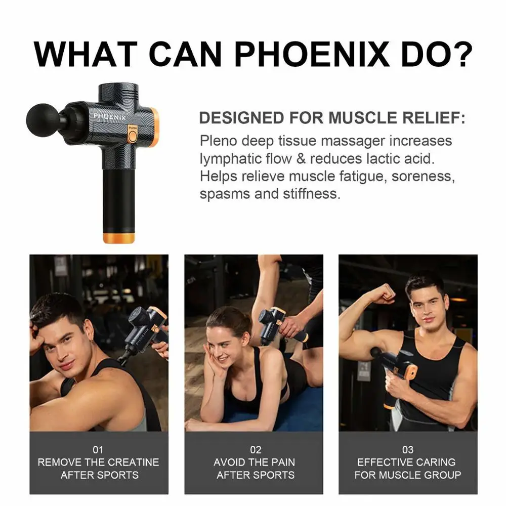 Новый мощный пистолет для массажа мышц Phoenix A2 массажер глубоких тканей