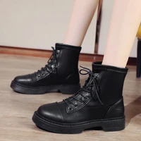 womens boots pu lace up thick soled martin boots lace up boots round toe boots outdoor non slip casual shoes and nude boots
