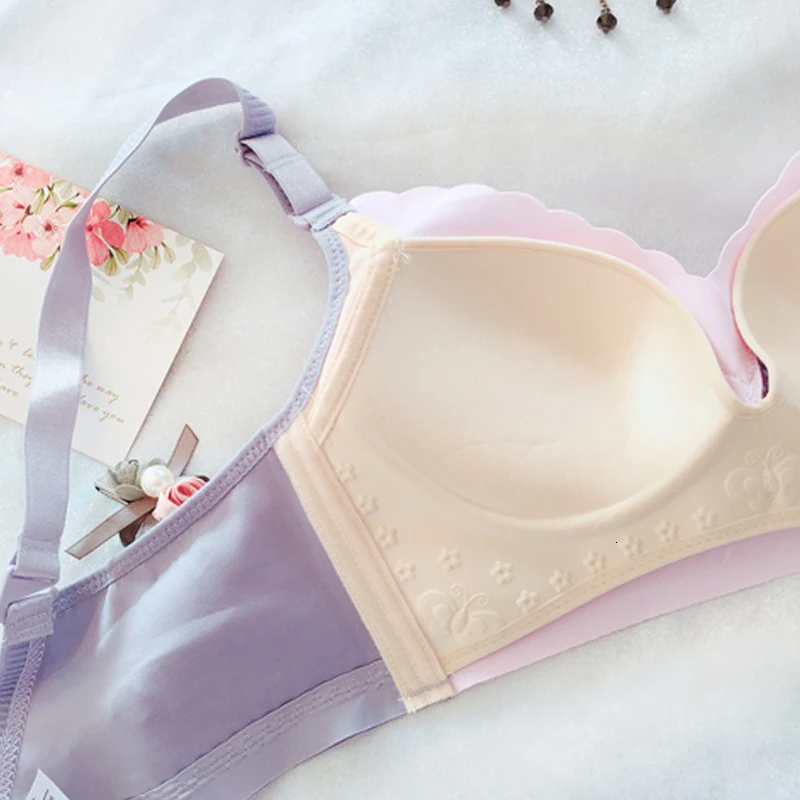 Roseheart, женский модный фиолетовый розовый беспроводной сексуальный бюстгальтер, пуш-ап, женский кружевной бюстгальтер с бантиком, цельный бюстгальтер без косточек, женское нижнее белье