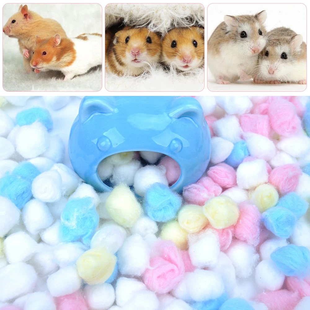 

100Pcs/pack Pet Winter Warm Cotton Balls Suppliers Hamster Bedding Safe Bedding Guinea Pig Golden Bear Skim Cage House Filler