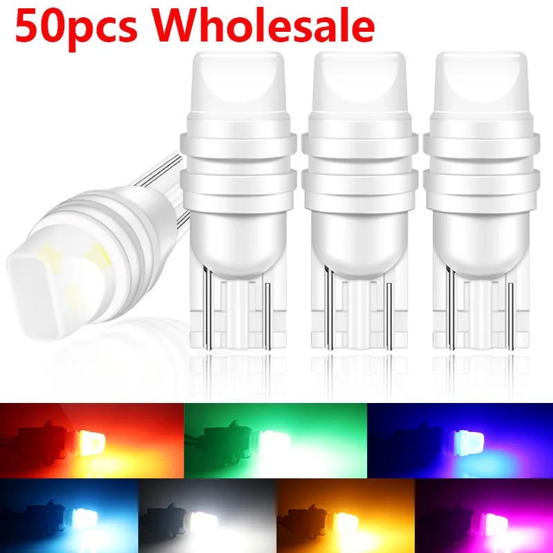 50x T10 Led Керамика 3D W5W СВЕТОДИОДНЫЕ Лампы Canbus салона светильник WY5W 194 168 чтение купольный светильник приборная плита лампа бокового указателя поворота