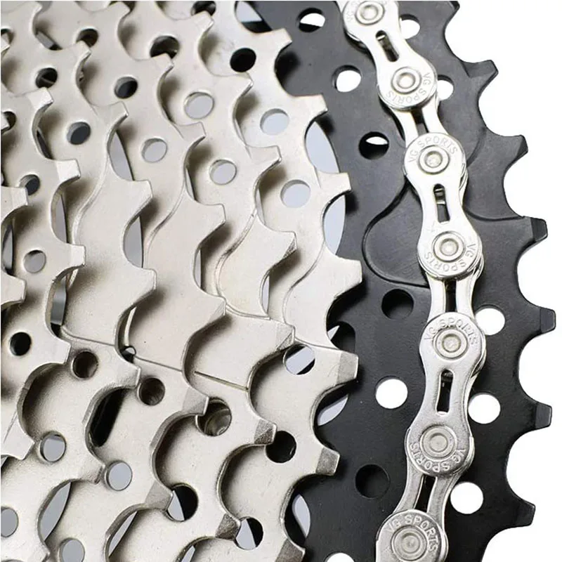 

8/9/10/11 Speed Bike Chain Lightweight Half Hollow Bicycle Chain 116 Links Silver Bike Chain