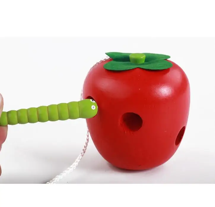 Деревянные игрушки для игр с яблоками и насекомыми координация рук глаз развитие