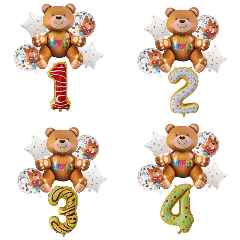 6 шт. 3D воздушные шары из фольги в виде коричневого медведя | Дом и сад