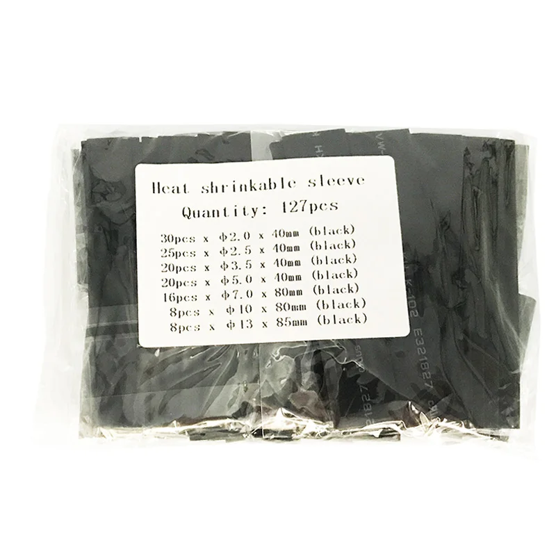 127PCS-Bag-packed Многоцветный/черный полиолефин Термоусадочная трубка Termoretractil кабельный рукав провода кабель изолированный комплект трубок Термоусадочный - Цвет: 127PCS-Bag-packed