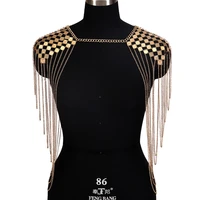 goth body harness chain top chest chain punk fashion metal girl festival jewelry dance accessories sexy shoulder chain fetish