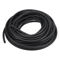 uxcell 6 x 9 mm pp flexible corrugated conduit tube 12m for garden office black