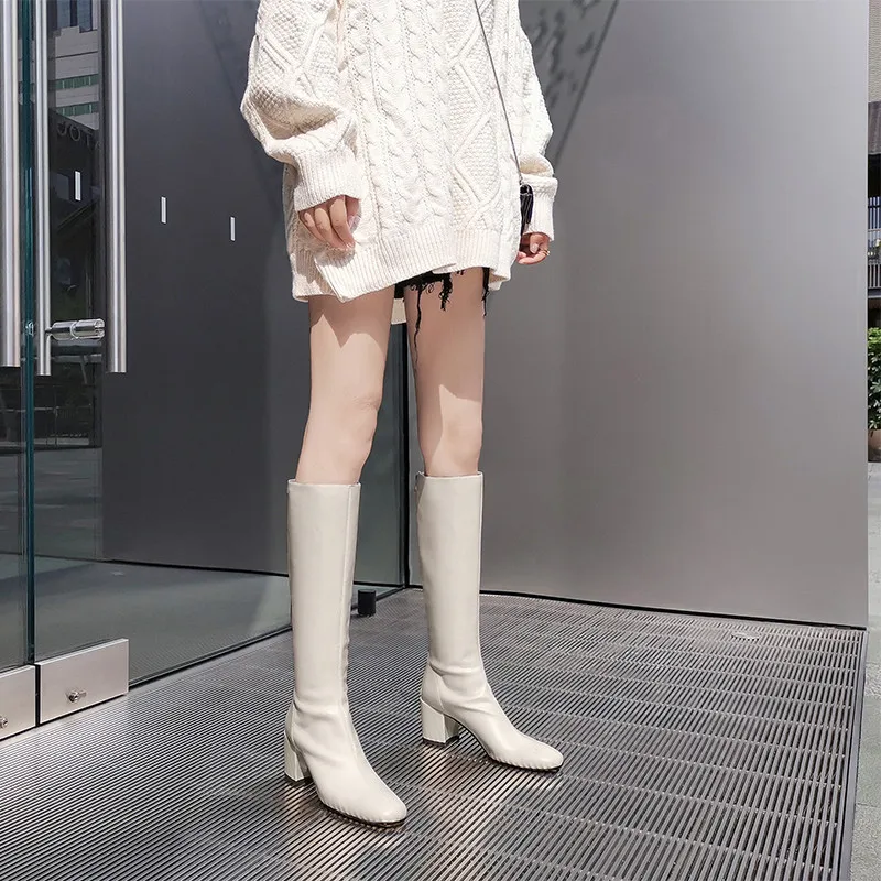 

FEDONAS Back Zipper Women Knee High Boots 2021 Autumn Winter Newest Genuine Leather Shoes Woman Party Working Retro Boots Boots