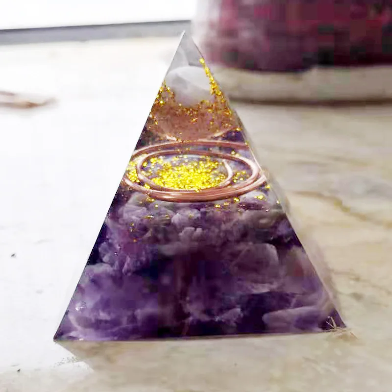 

60mm Purple Orgonite Pyramid Orgone Energy Gathering Fortune Helping Soothe the soul Chakra Resin Decorative Craft Jewelry Cube