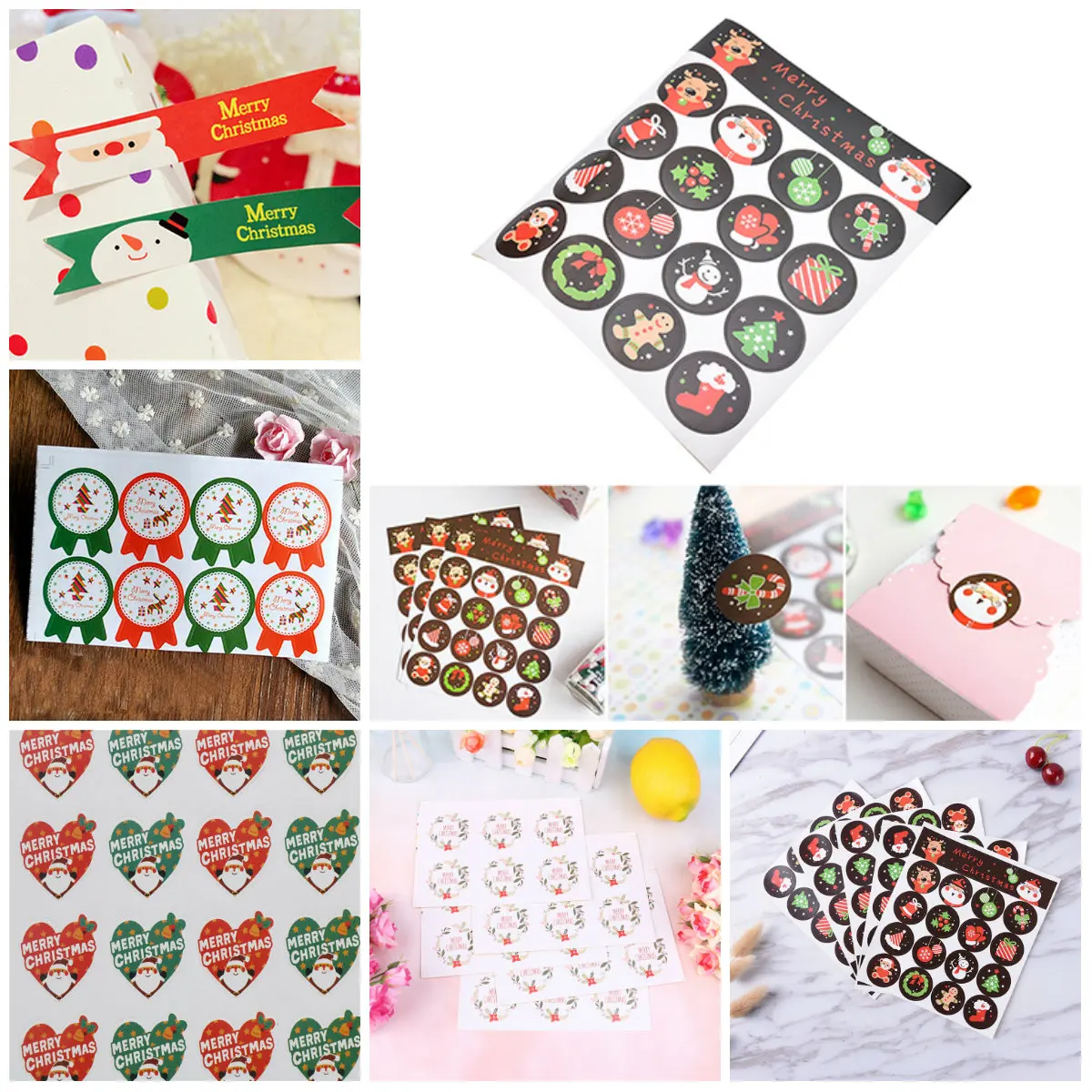 

8 Styles DIY Merry Christmas Gift Kraft Sticker Cookie/Cake/Gift Labels Stickers Kitchen Sweets Party Scrapbooking Seal Sticker