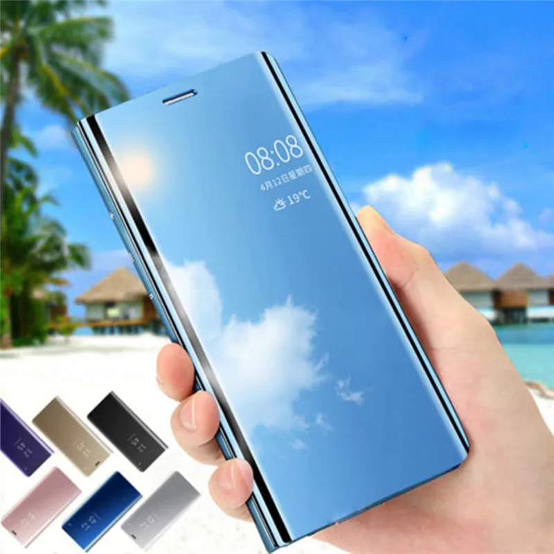 Роскошный зеркальный умный флип чехол для Xiaomi Redmi Note 9 9S 8 8T 7 6 Pro 6A 7A 10X K30 K20 Mi POCO X3 10