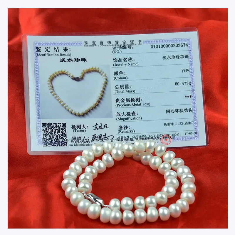 Натуральный пресноводный жемчуг овальное ожерелье 8-9 мм около круглого жемчуга