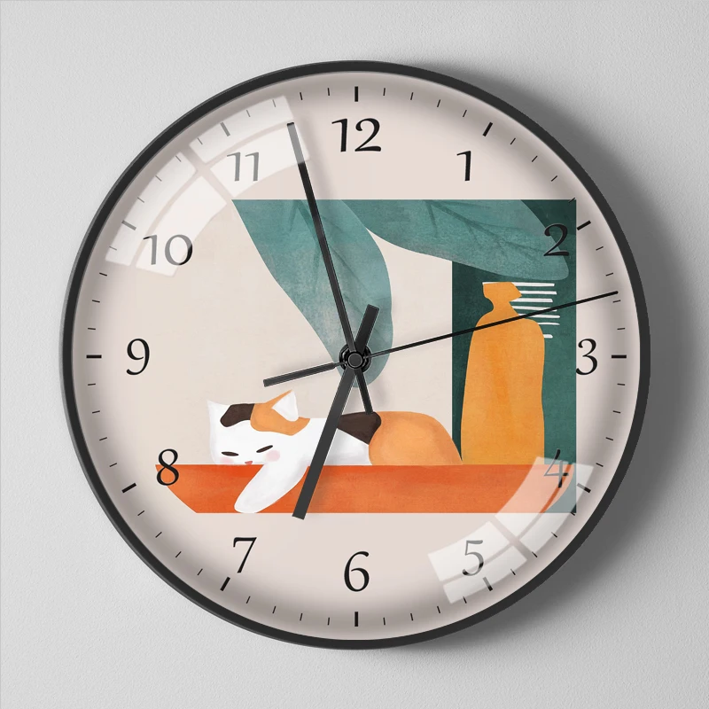 

Nordic fresh art wall clock ultra-quiet glass guest restaurant wall clock bedroom clock round clock gift time home decor CL32209