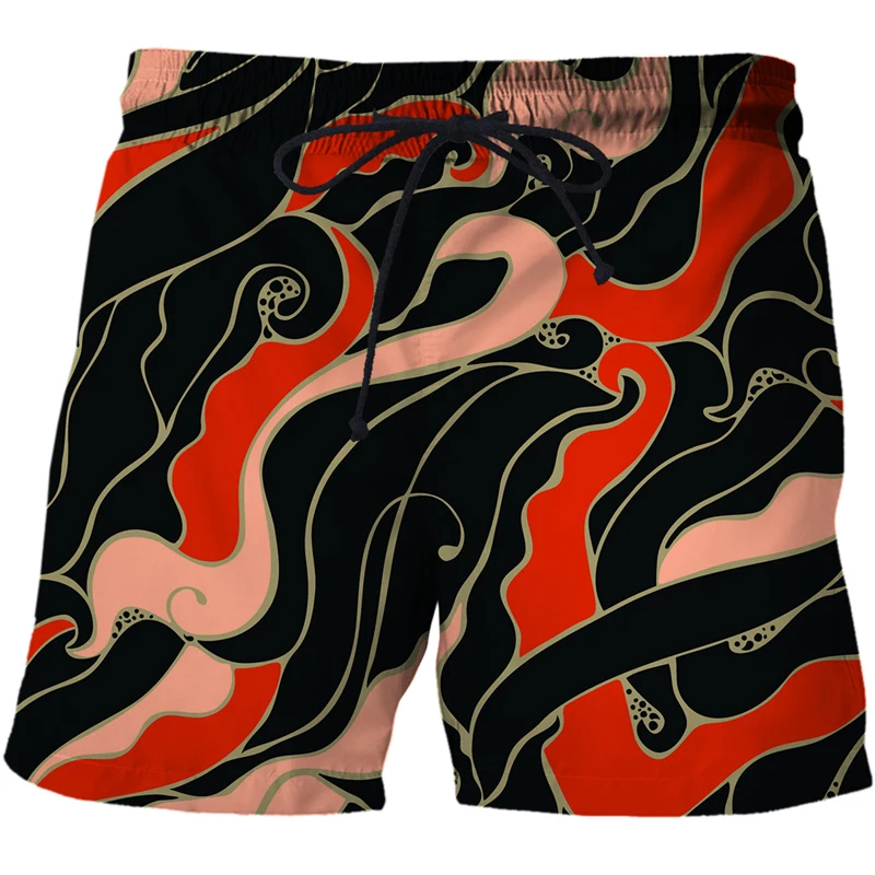 2021 Abstract pattern 3D Printing Shorts Men Elastic Waist Loose Trouser Quick Dry Men Clothes Summer Shorts Casual Short Homme