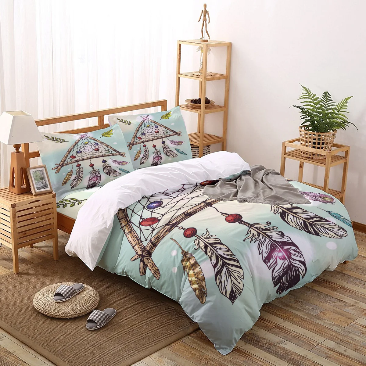 

Dream Catcher Feather Duvet Cover Set Full Size Bed Linen Bedroom Decor Pillowcase Winter Quilt Cover Bedding Set